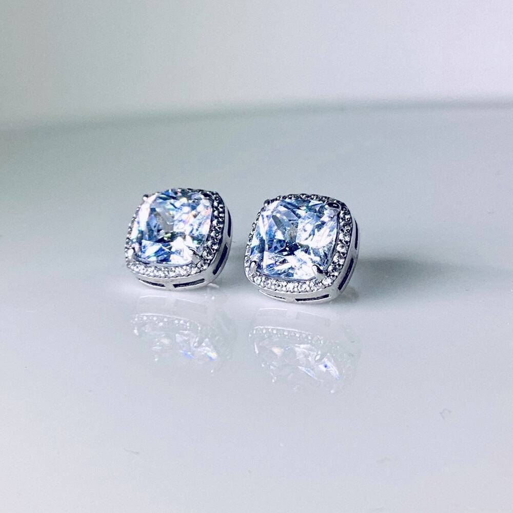Sterling Silver CZ Stud Earrings
